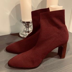 Zara Sock Booties Burgundy Size 39, 8, 9